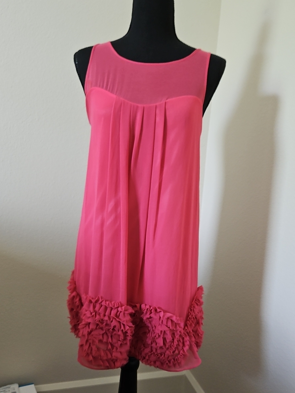 Blaque Label Hot Pink Sleeveless Mini Dress with Ruffle Hem